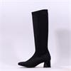 Miss Elastic Fax Block Pull On Long Boot - Black Suede